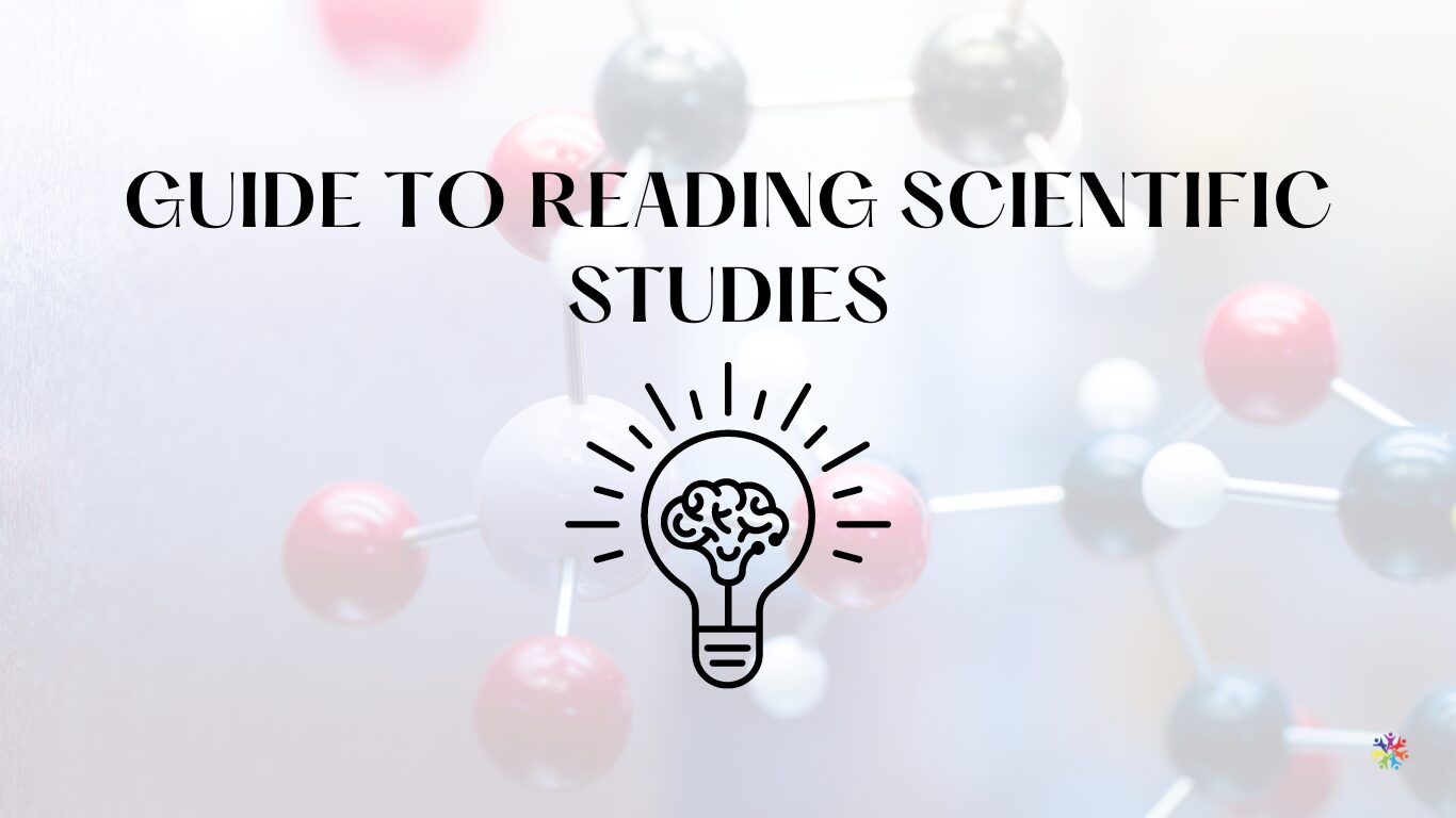 This image says Guide To Reading Scientific Studies and features a lightbulb and a background of atoms.